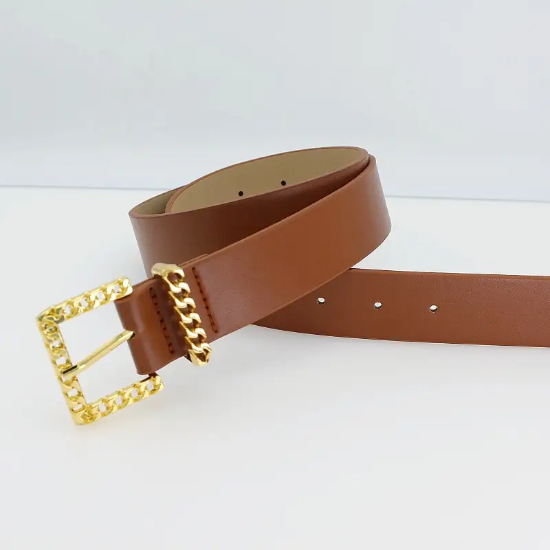 Women's European & American Pin Buckle Belt with Gold Chain - Image 3
