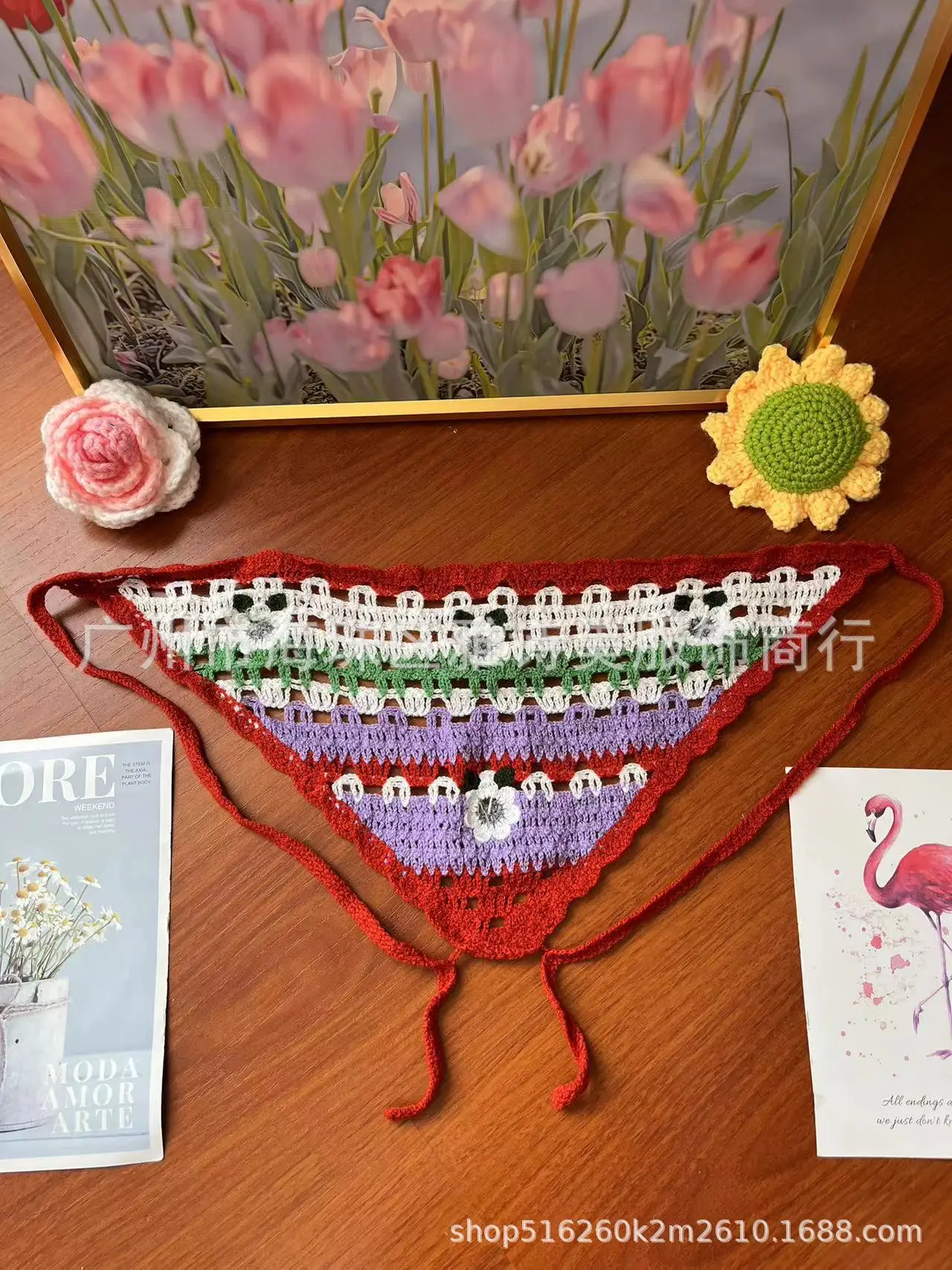 Women's French Knitted Triangle Towels Set of 5 - Image 123