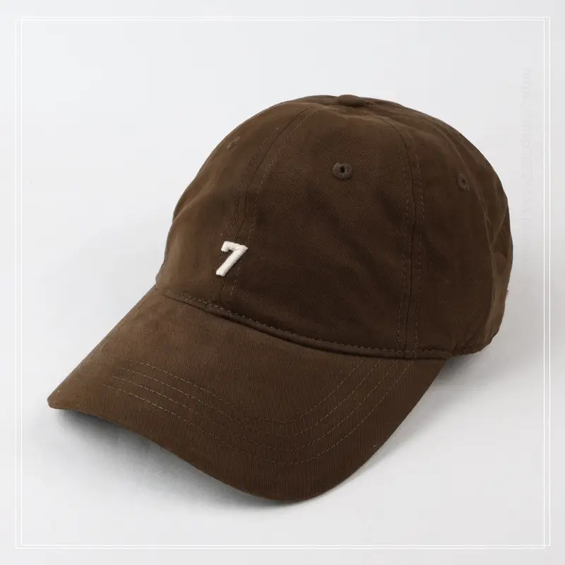 Men's Brown Number 7 Baseball Cap Wide Brim High Top - Image 10