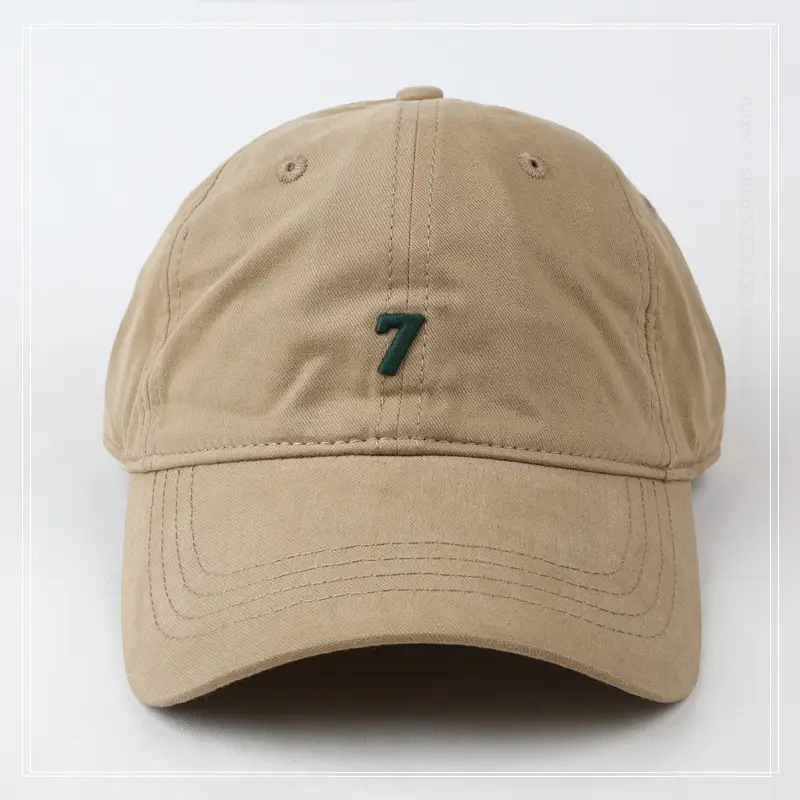 Men's Brown Number 7 Baseball Cap Wide Brim High Top - Image 11