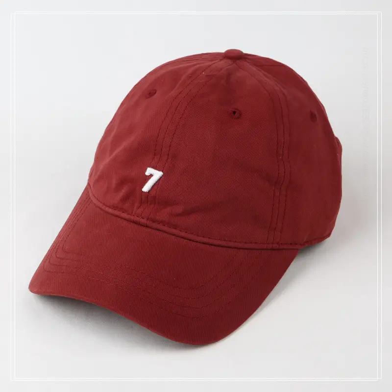Men's Brown Number 7 Baseball Cap Wide Brim High Top — feature 1