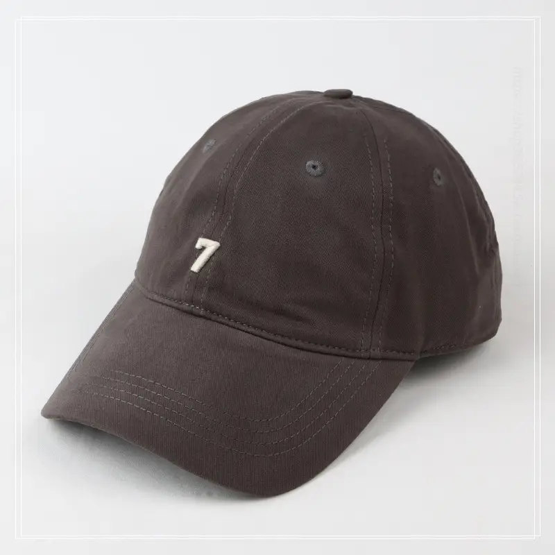 Men's Brown Number 7 Baseball Cap Wide Brim High Top — feature 3