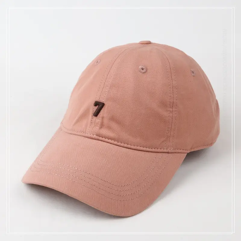 Men's Brown Number 7 Baseball Cap Wide Brim High Top — feature 7