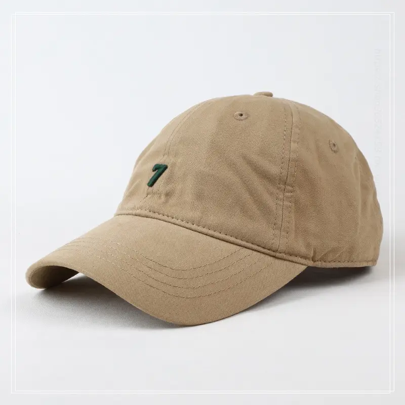 Men's Brown Number 7 Baseball Cap Wide Brim High Top — feature 9