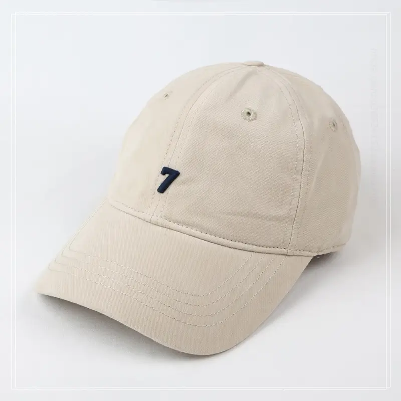 Men's Brown Number 7 Baseball Cap Wide Brim High Top - Image 3