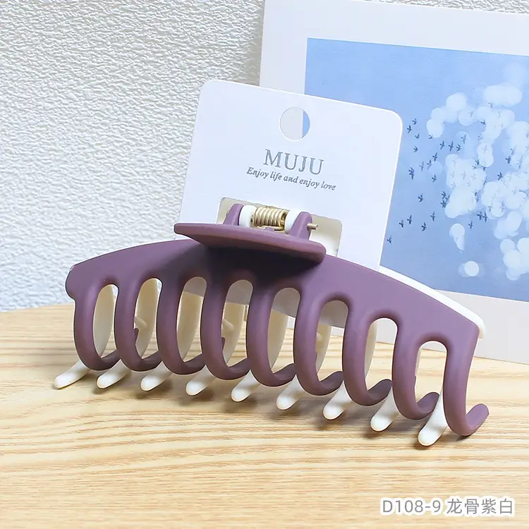 Two Color Matte Rubber Hair Clip for Back of Head - Image 2