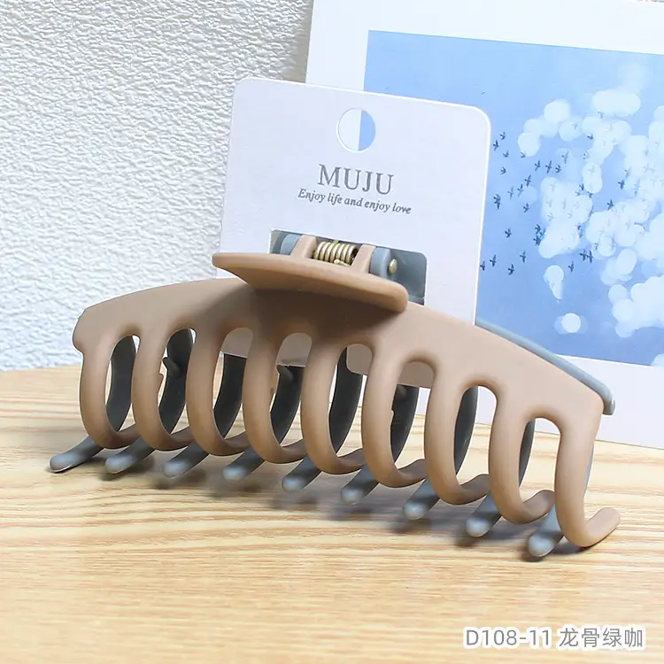 Two Color Matte Rubber Hair Clip for Back of Head - Image 3