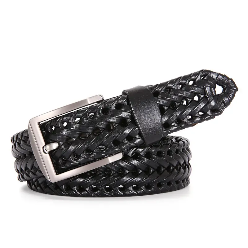 Men's Retro Pin Buckle Belt Brown Hollow Handmade