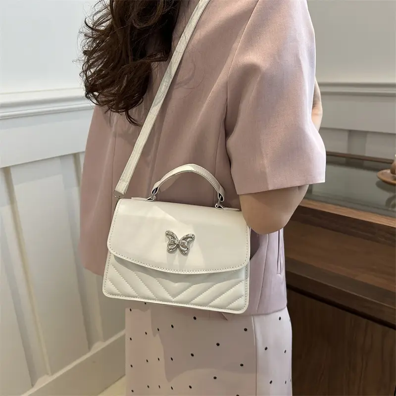 Light Blue Butterfly Embroidered Crossbody Bag - Image 9