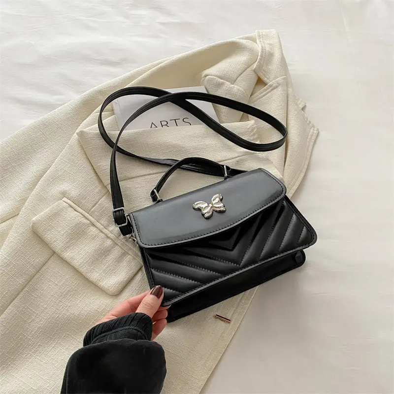 Light Blue Butterfly Embroidered Crossbody Bag - Image 2