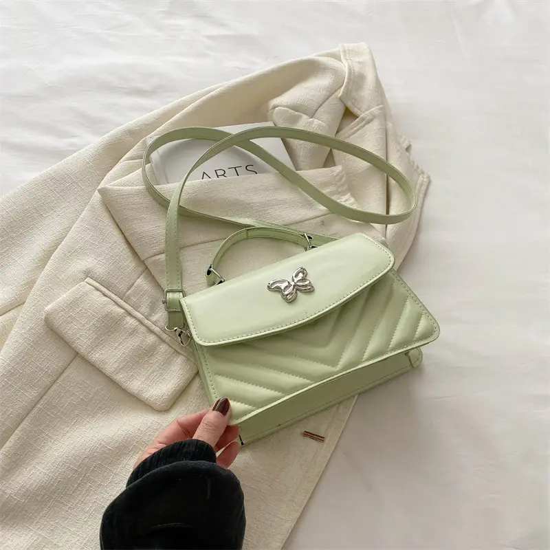 Light Blue Butterfly Embroidered Crossbody Bag - Image 3
