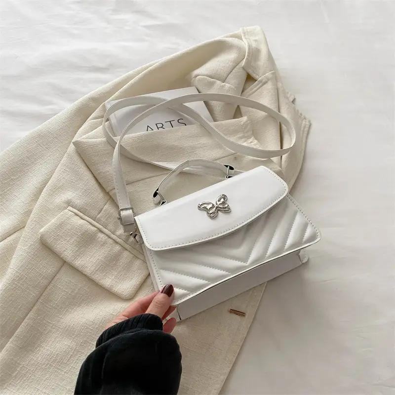 Light Blue Butterfly Embroidered Crossbody Bag - Image 4