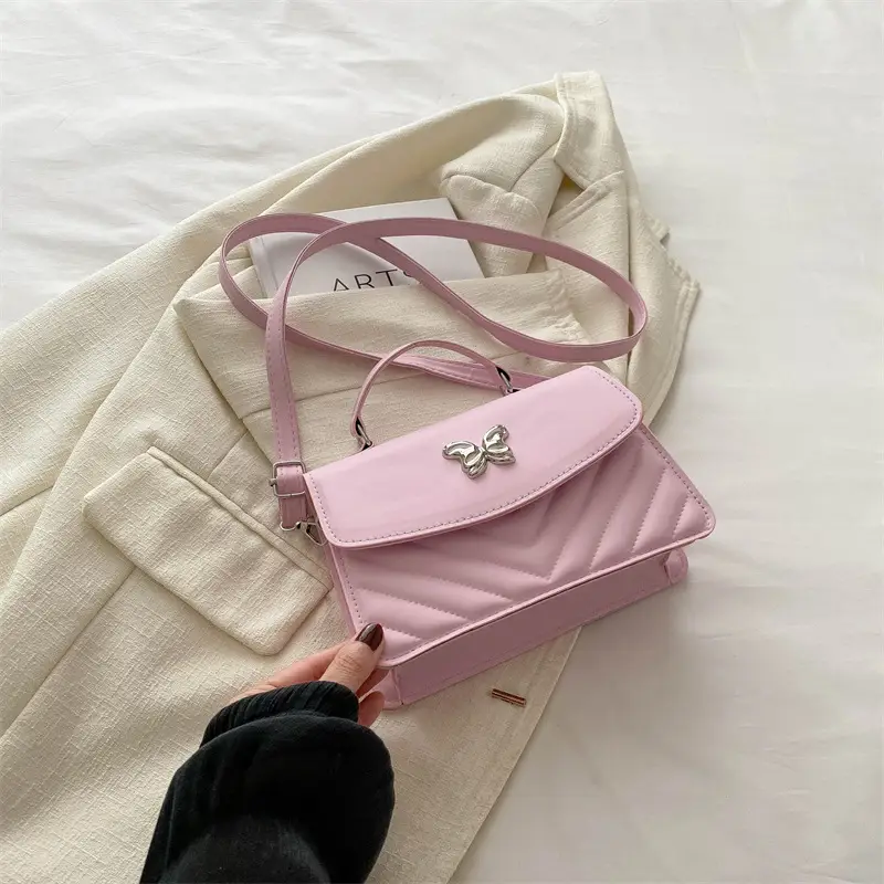 Light Blue Butterfly Embroidered Crossbody Bag - Image 5