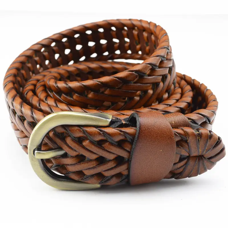 Men's Maroon Crocodile Belt with Gold Buckle - Image 5