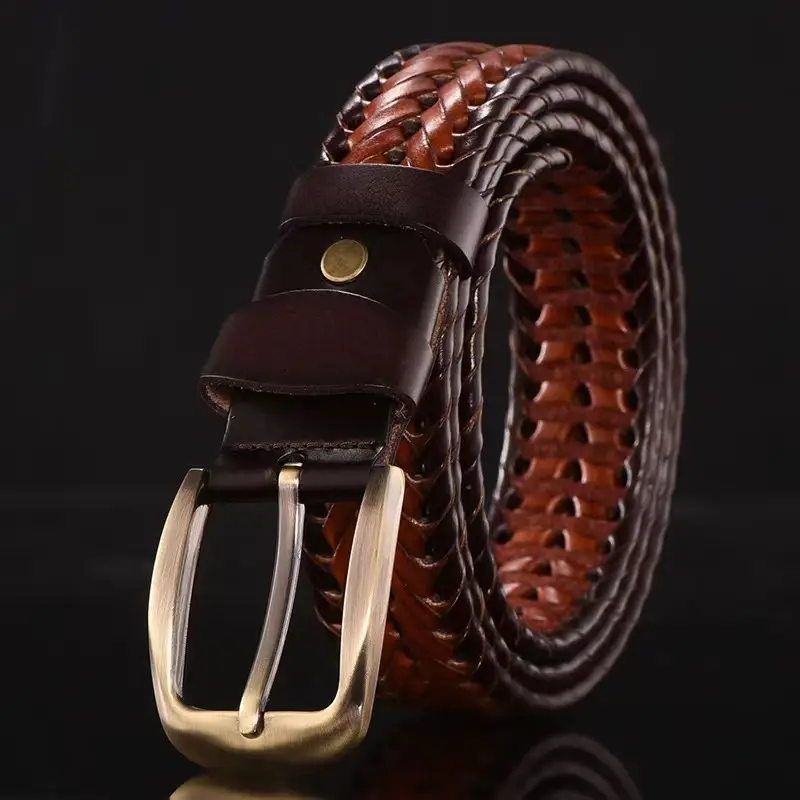 Men's Maroon Crocodile Belt with Gold Buckle - Image 9