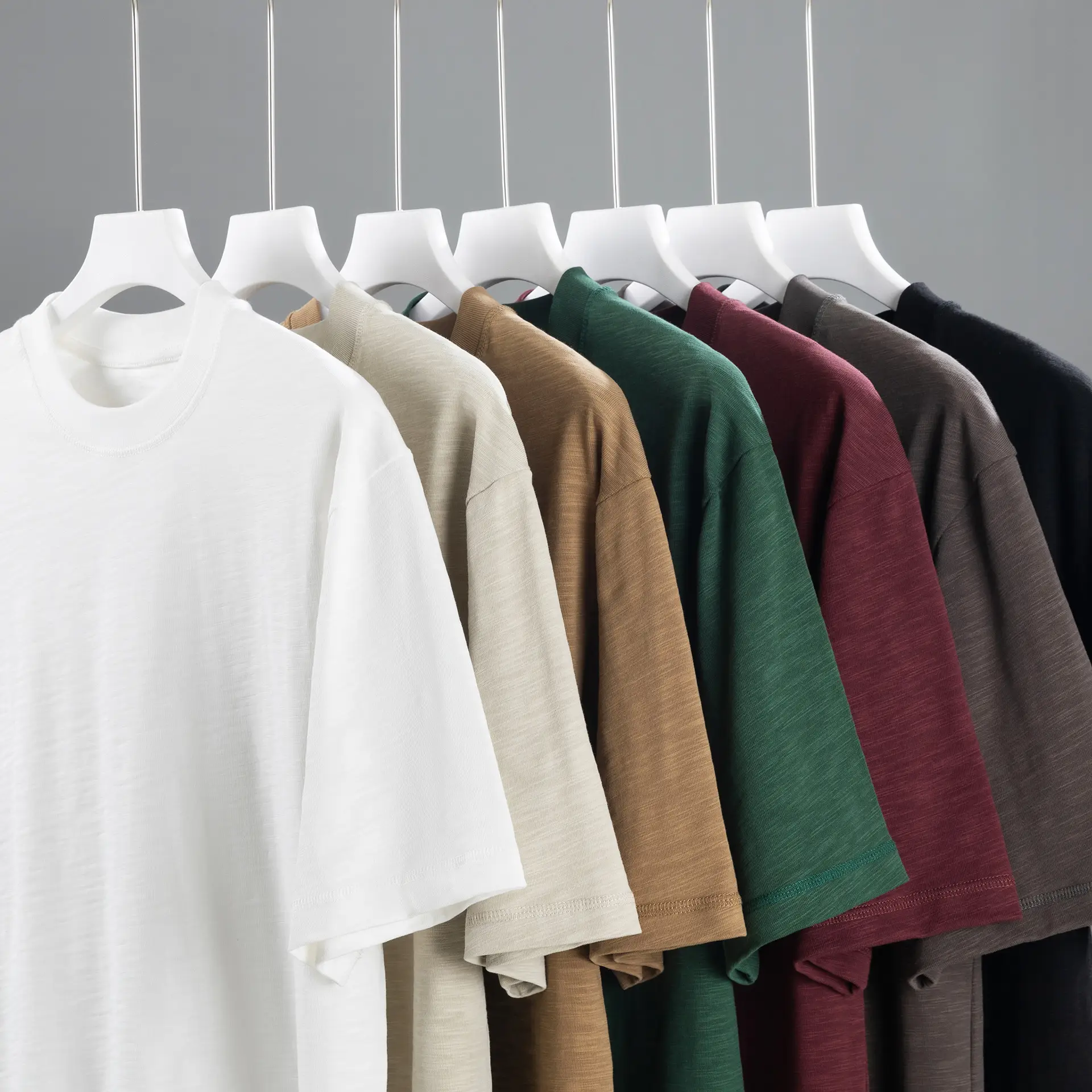 Men Loose T-Shirt Bamboo Cotton Brown Short Sleeve - Image 11