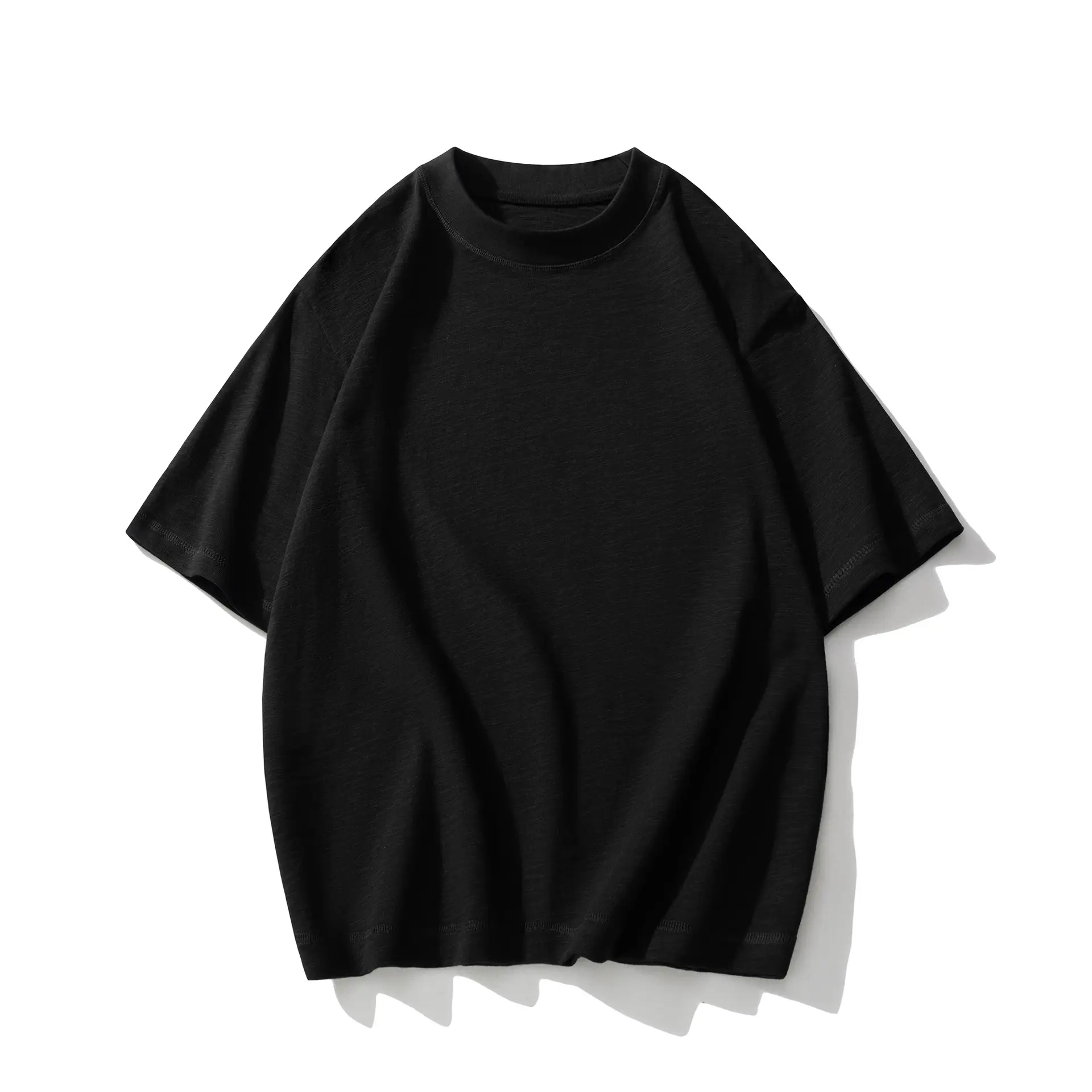 Men Loose T-Shirt Bamboo Cotton Brown Short Sleeve - Image 2