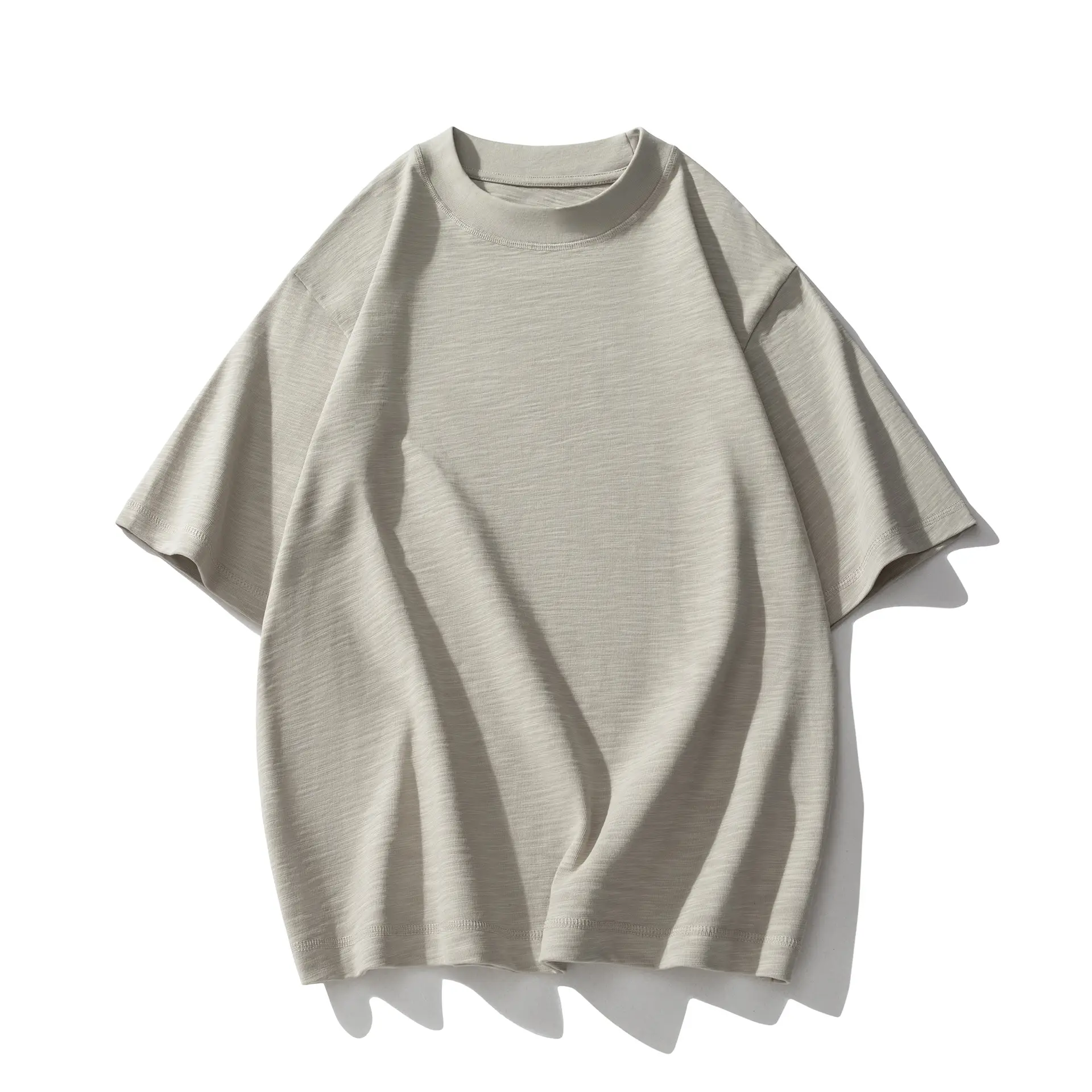 Men Loose T-Shirt Bamboo Cotton Brown Short Sleeve - Image 5