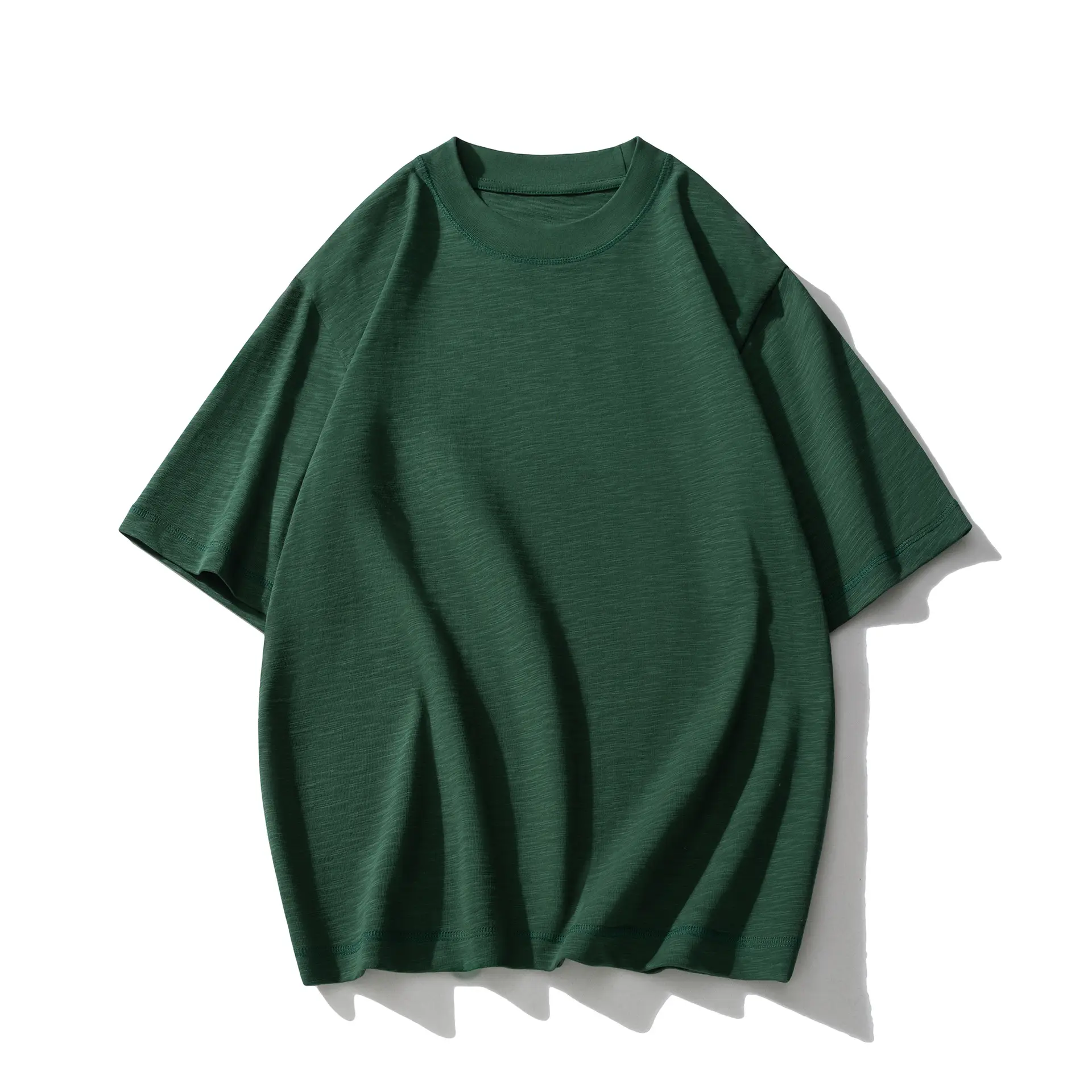 Men Loose T-Shirt Bamboo Cotton Brown Short Sleeve - Image 6