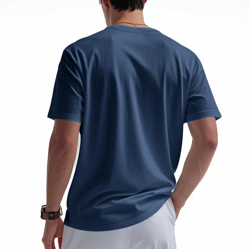 Men V Neck T-Shirt Olive Green Summer Loose Fit — feature 24