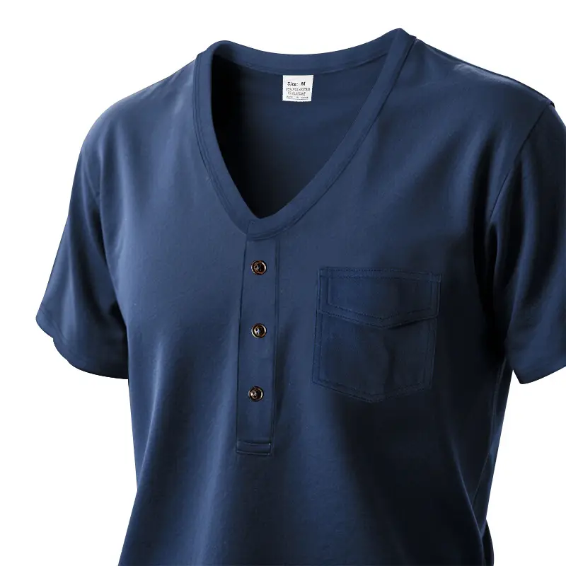 Men V Neck T-Shirt Olive Green Summer Loose Fit — feature 25