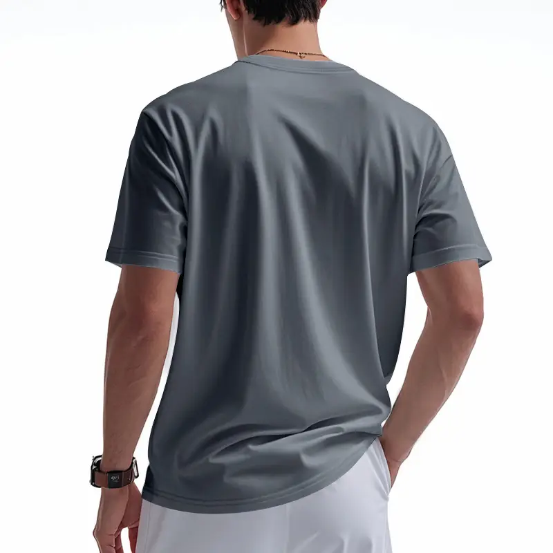 Men V Neck T-Shirt Olive Green Summer Loose Fit — feature 30