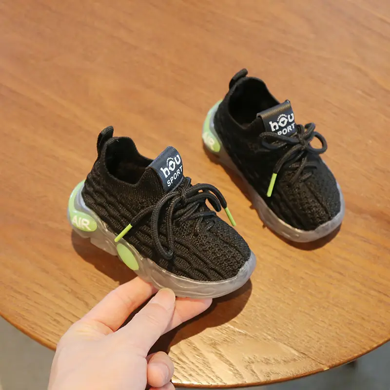 Baby Mesh Shoes Black Green 0-6Yrs Air Cushion