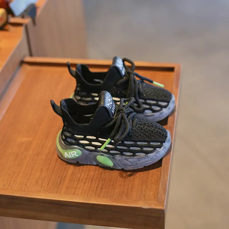 Baby Mesh Shoes Black Green 0-6Yrs Air Cushion