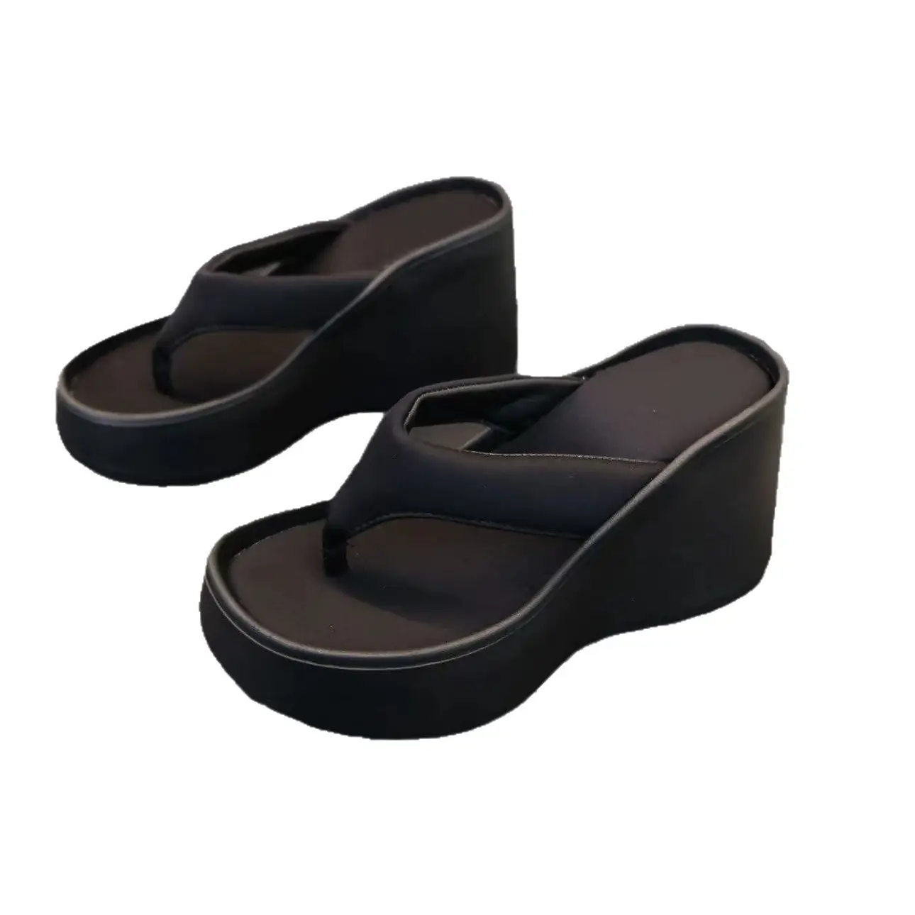 Women's 2024 Clip Sandals White Black Silver Wedge Flip Flops - Image 9