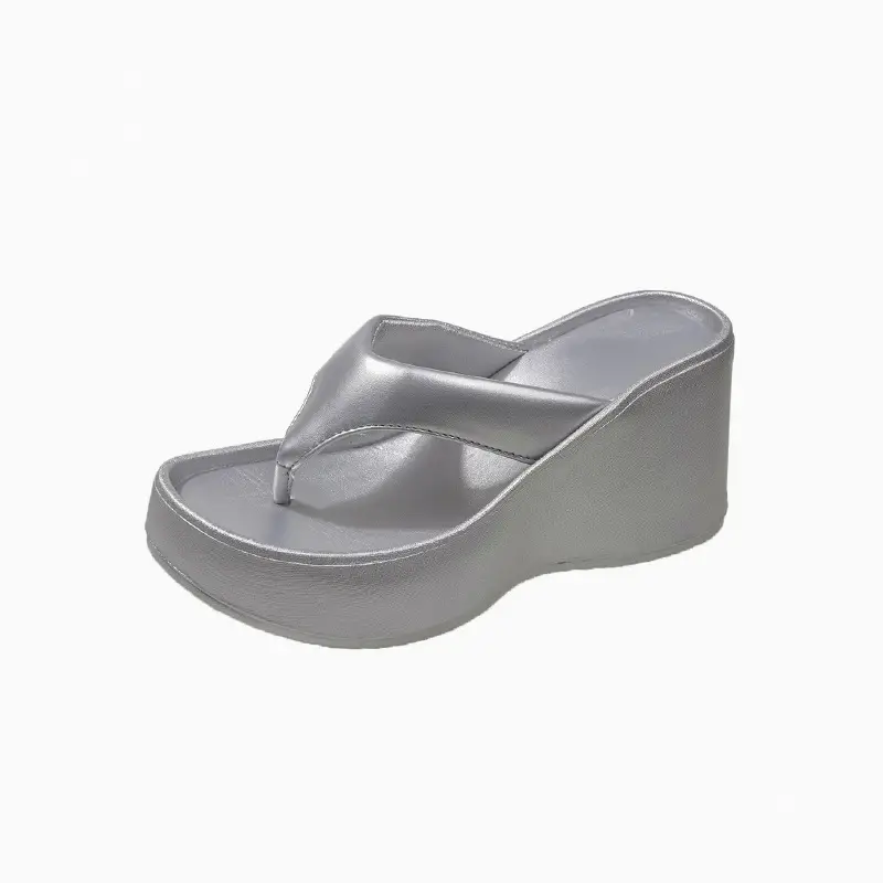 Women's 2024 Clip Sandals White Black Silver Wedge Flip Flops - Image 3