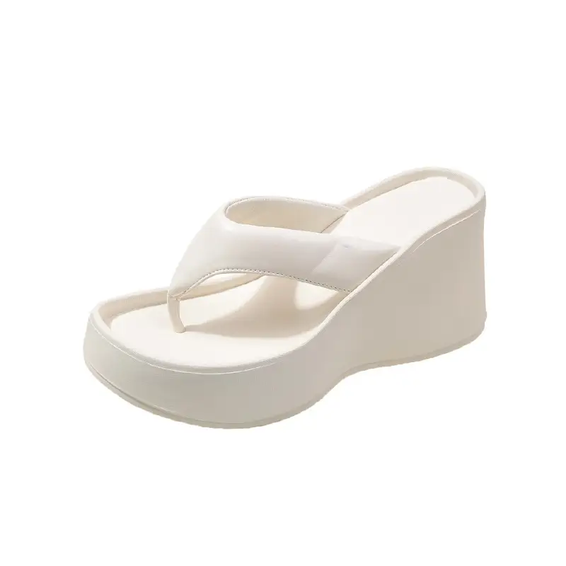 Women's 2024 Clip Sandals White Black Silver Wedge Flip Flops - Image 4