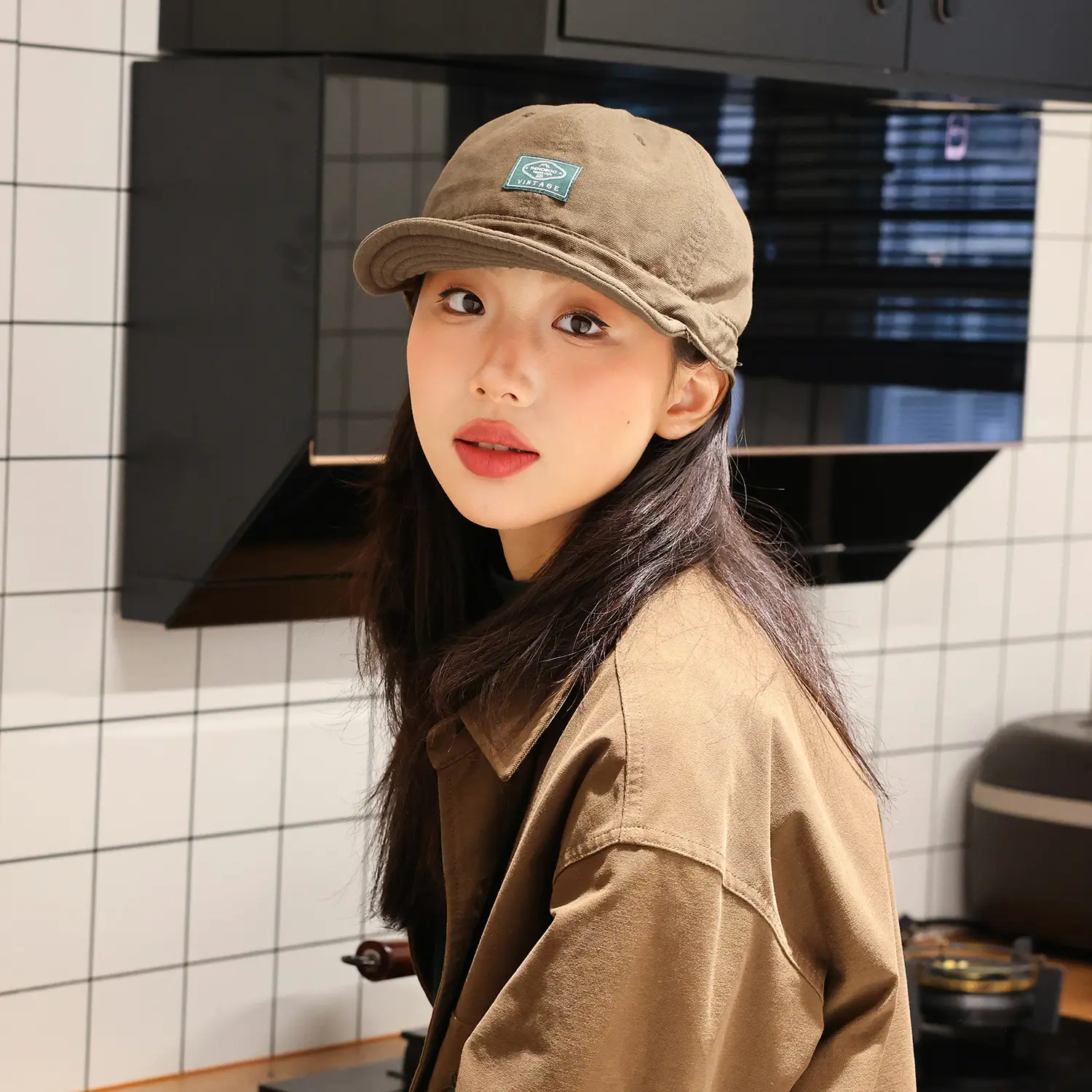 Women Brown Vintage Cap Summer Hat Big Head 2024 - Image 3