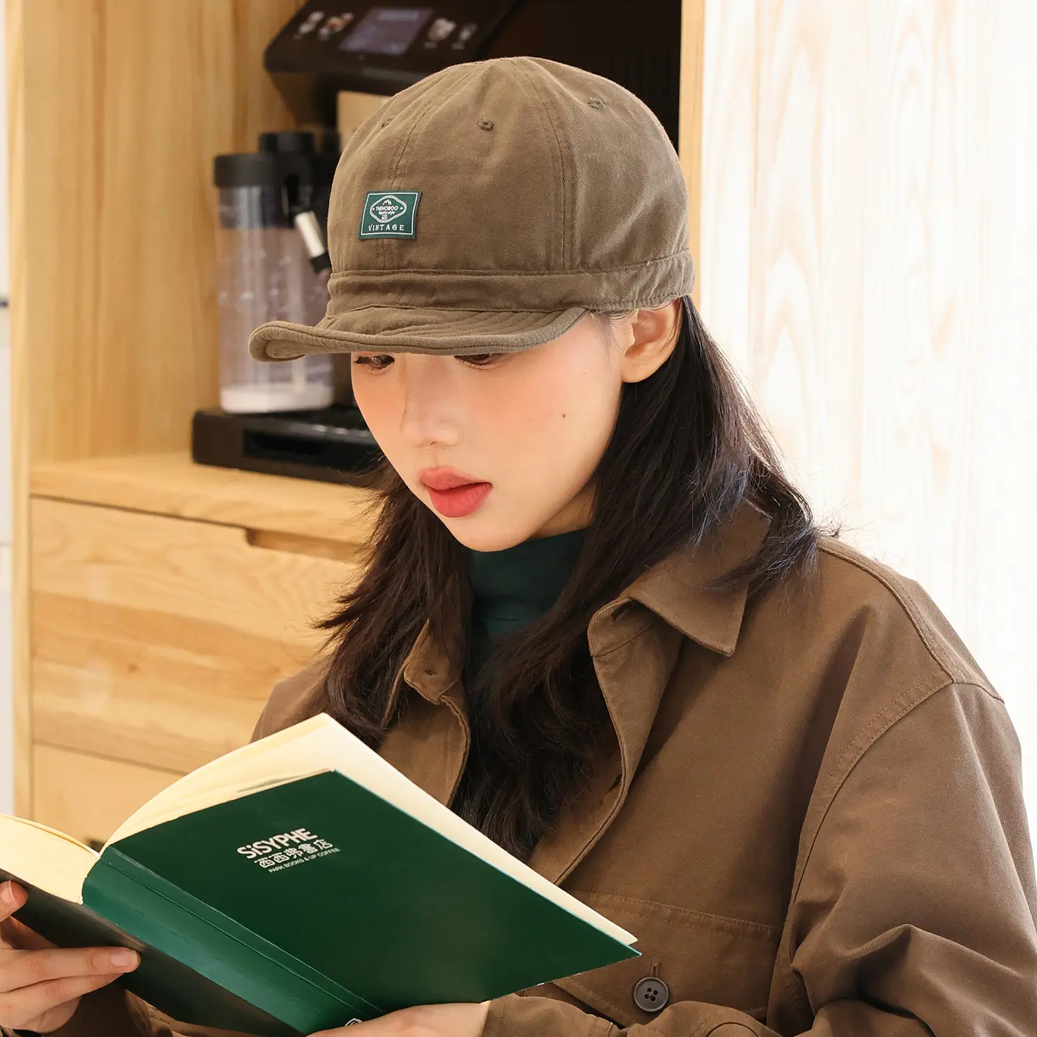 Women Brown Vintage Cap Summer Hat Big Head 2024 - Image 5