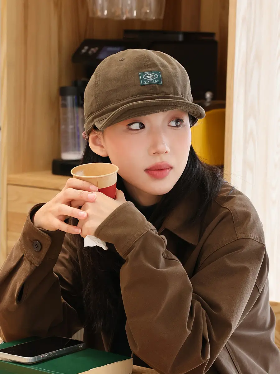 Women Brown Vintage Cap Summer Hat Big Head 2024 — feature 2
