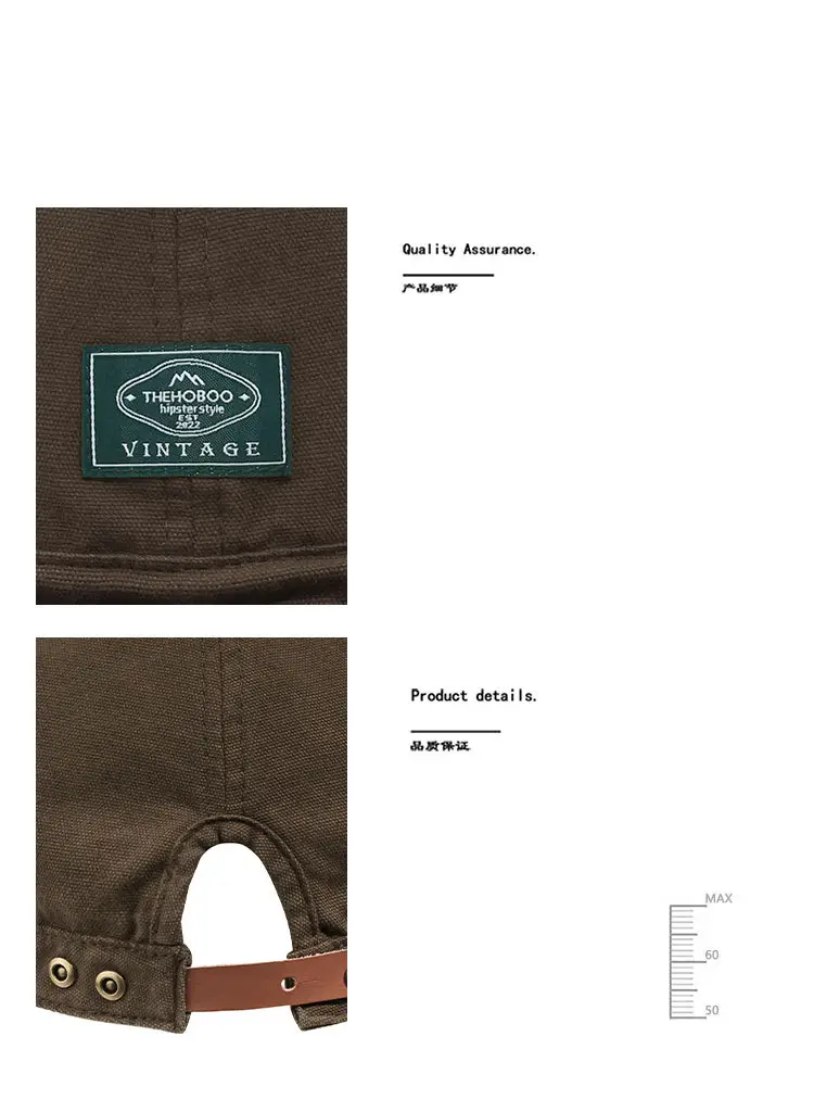 Women Brown Vintage Cap Summer Hat Big Head 2024 — feature 9