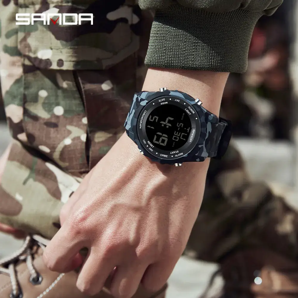 Sanda Camouflage Digital Watch 11:58 Multi-Function - Image 7