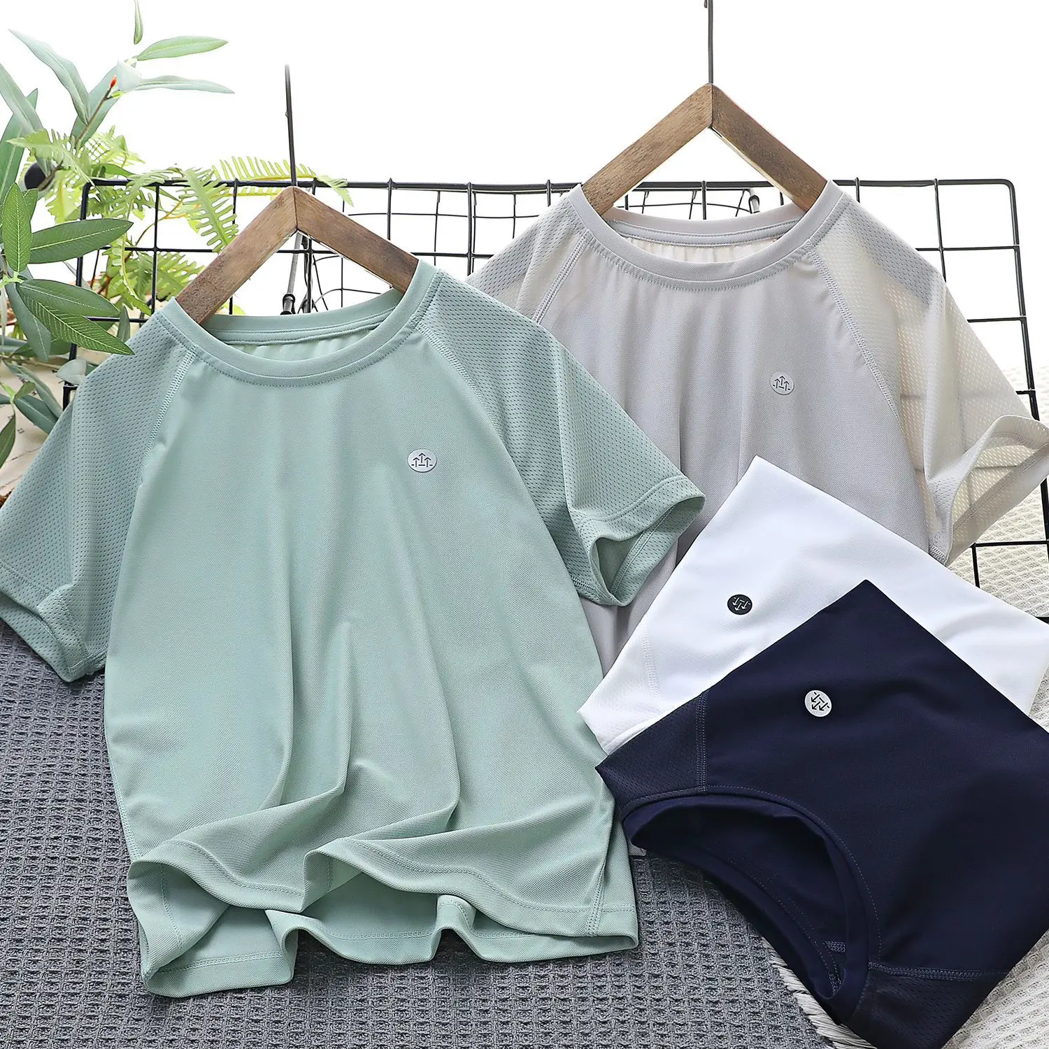2024 Summer Boys Mesh T-Shirt Light Green Quick Dry — feature 1
