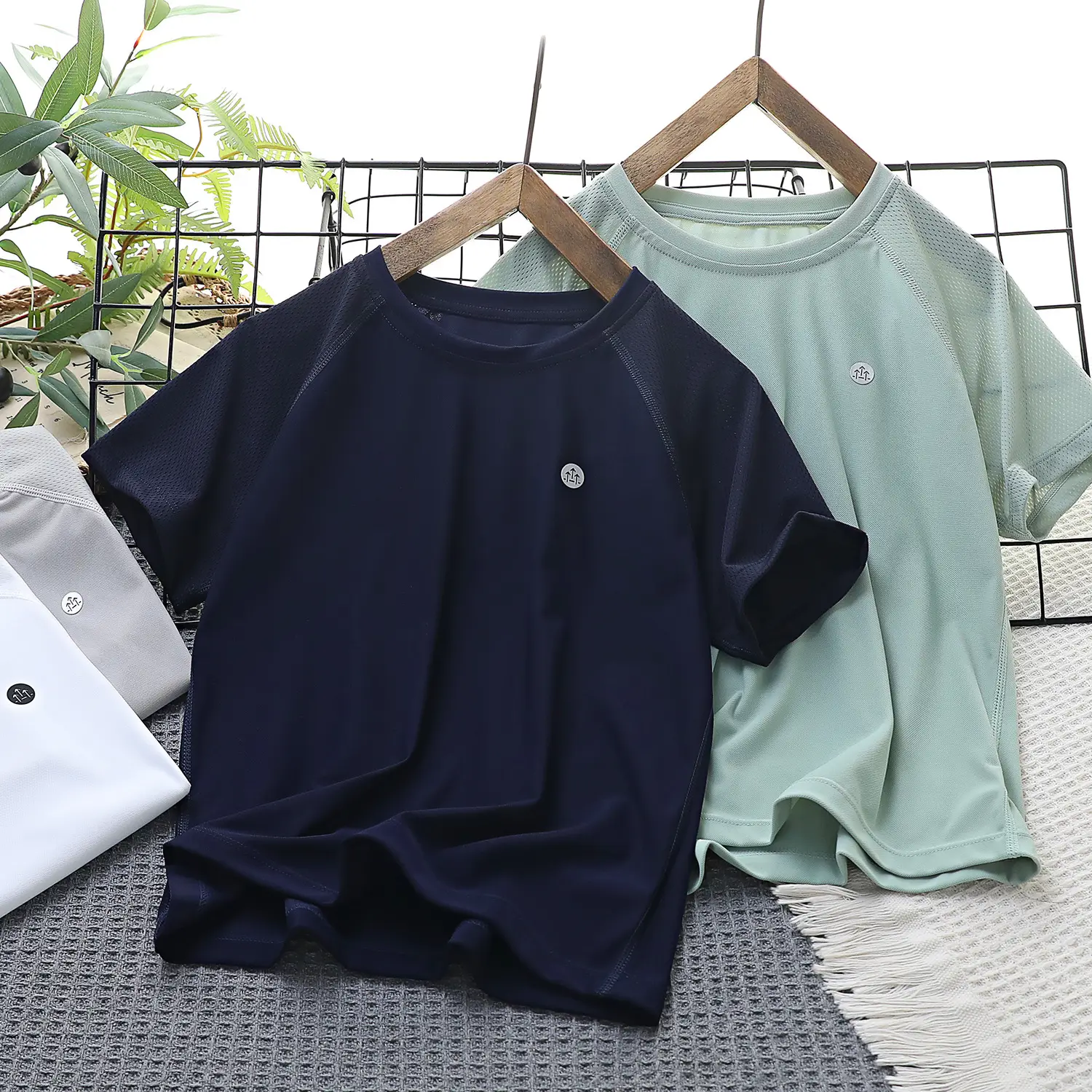 2024 Summer Boys Mesh T-Shirt Light Green Quick Dry — feature 2