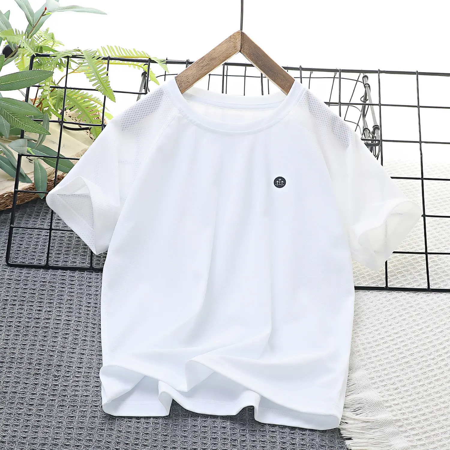 2024 Summer Boys Mesh T-Shirt Light Green Quick Dry — feature 4