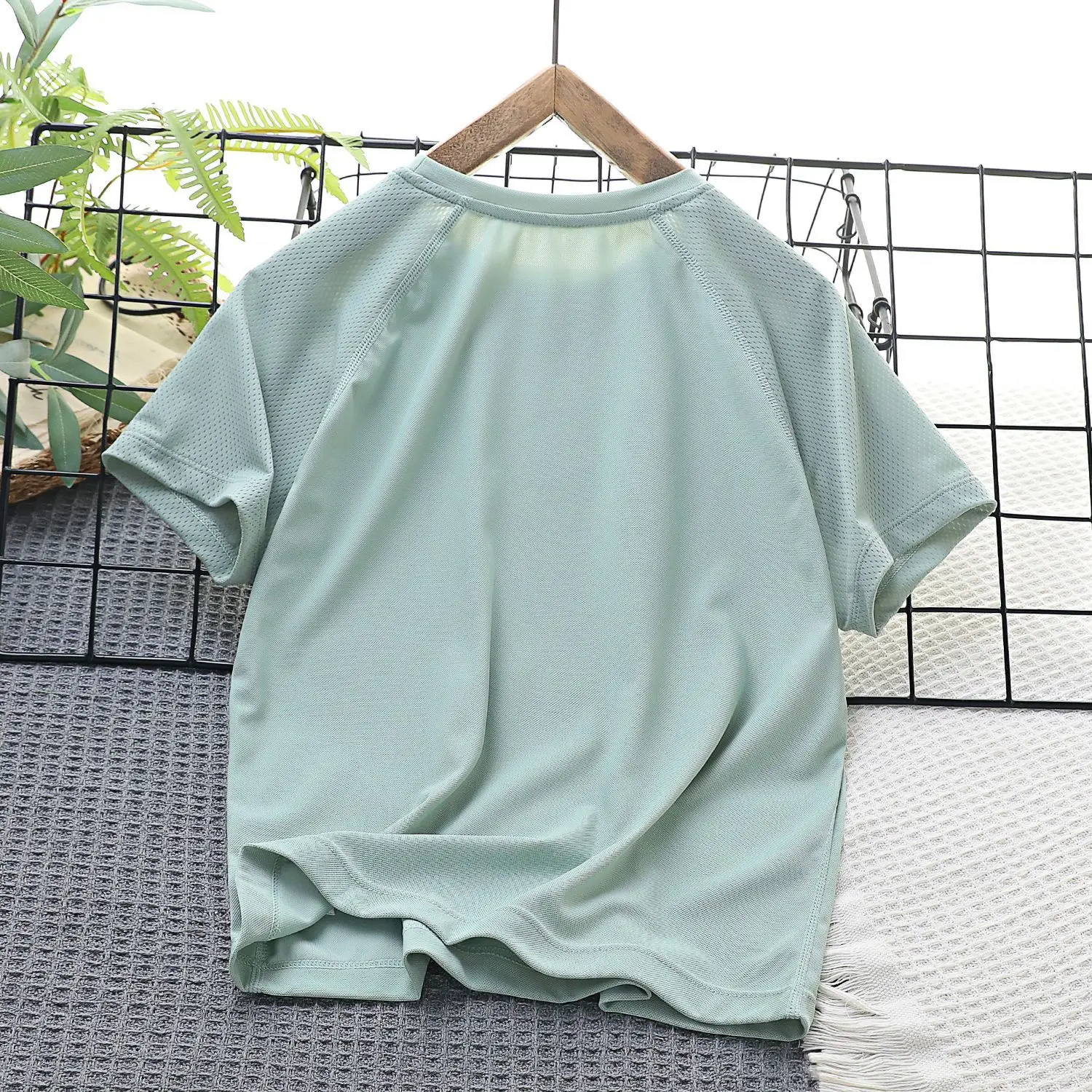 2024 Summer Boys Mesh T-Shirt Light Green Quick Dry — feature 5