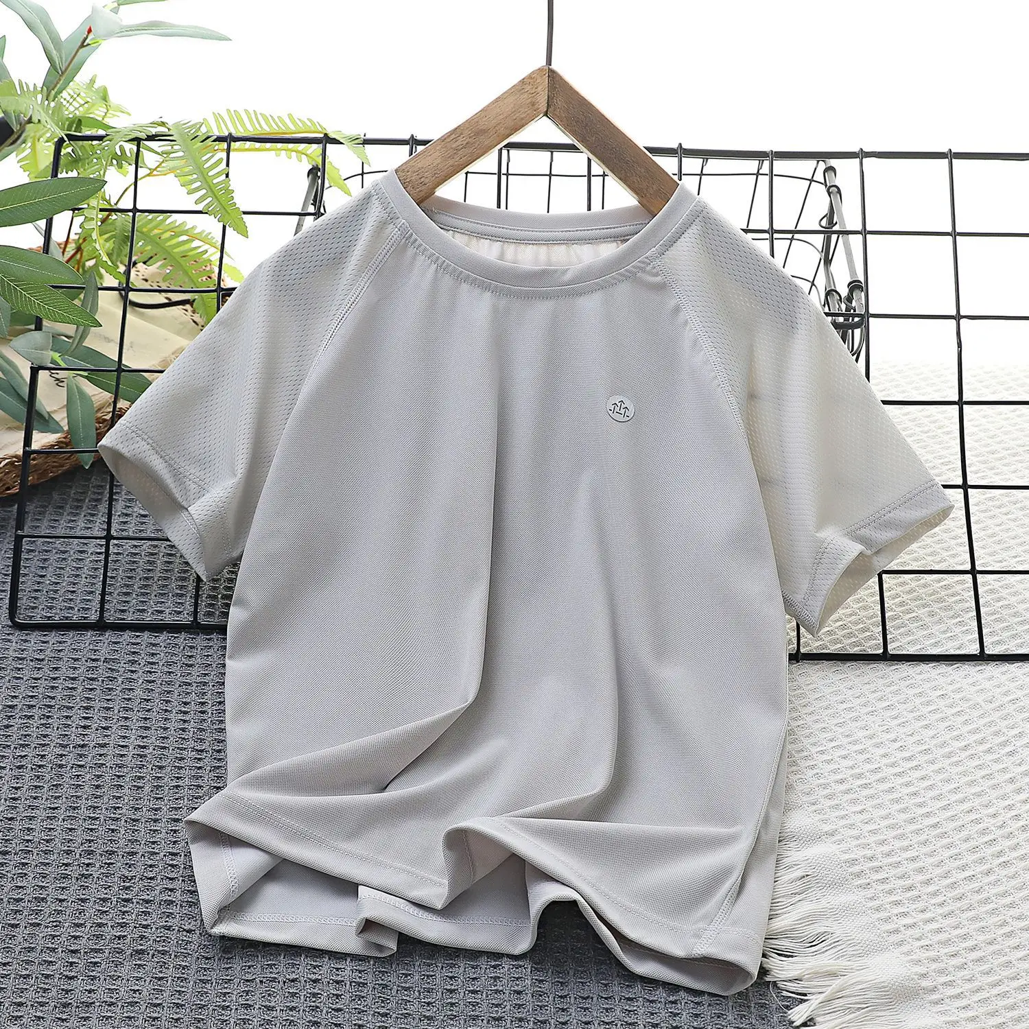 2024 Summer Boys Mesh T-Shirt Light Green Quick Dry — feature 7