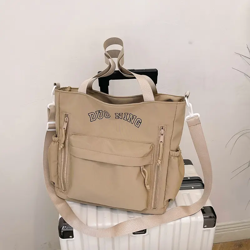 Korean Women's Large Capacity Shoulder Messenger Bag Beige 2024 - Image 6