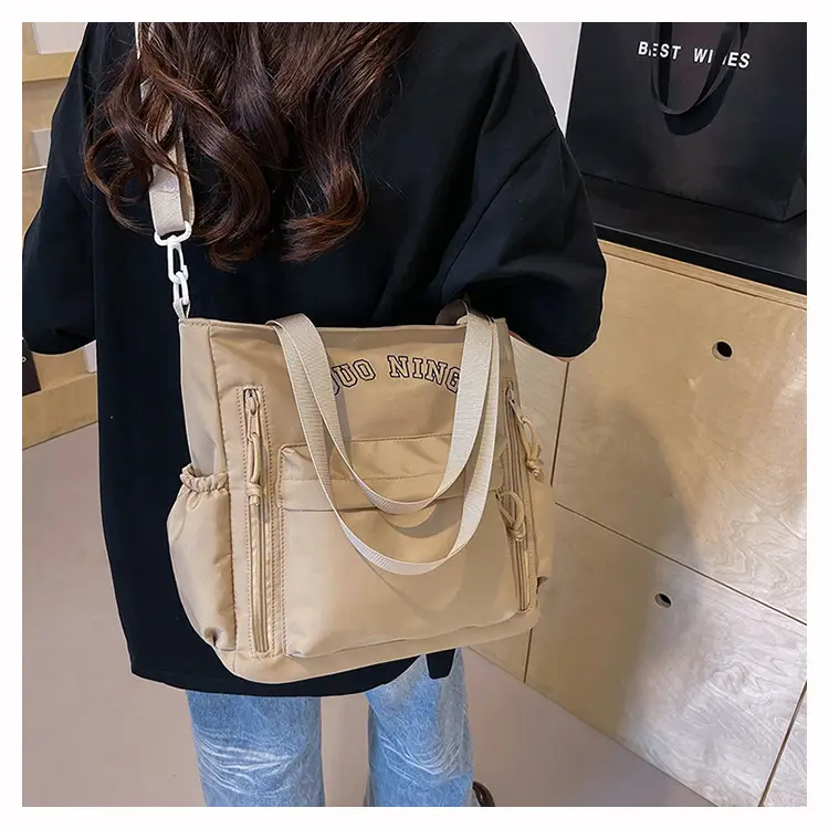 Korean Women's Large Capacity Shoulder Messenger Bag Beige 2024 — feature 10