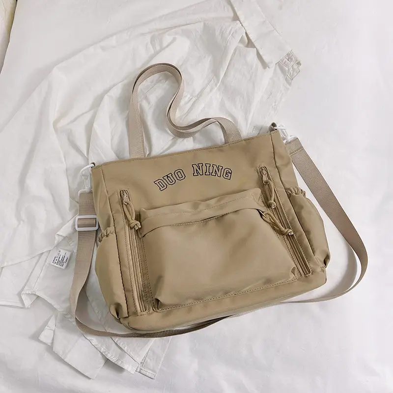 Korean Women's Large Capacity Shoulder Messenger Bag Beige 2024 - Image 2