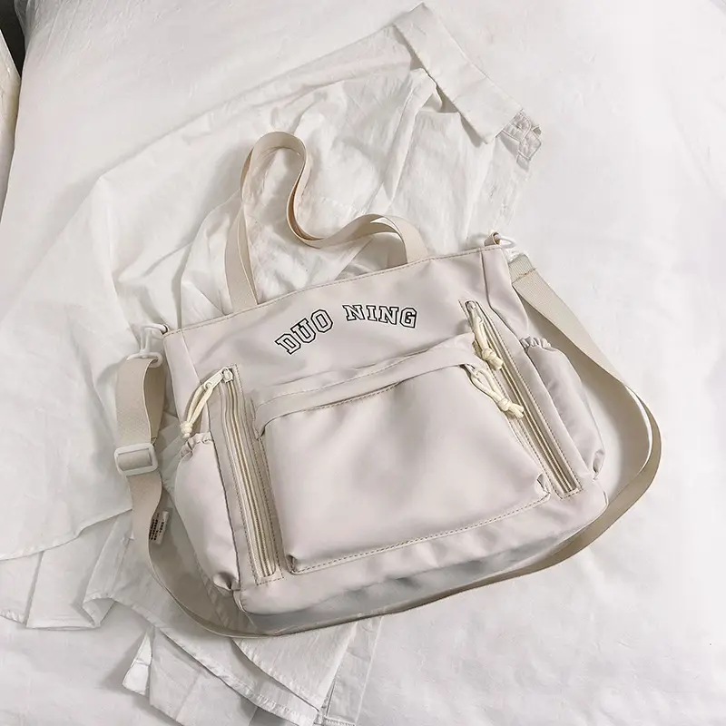 Korean Women's Large Capacity Shoulder Messenger Bag Beige 2024 - Image 3