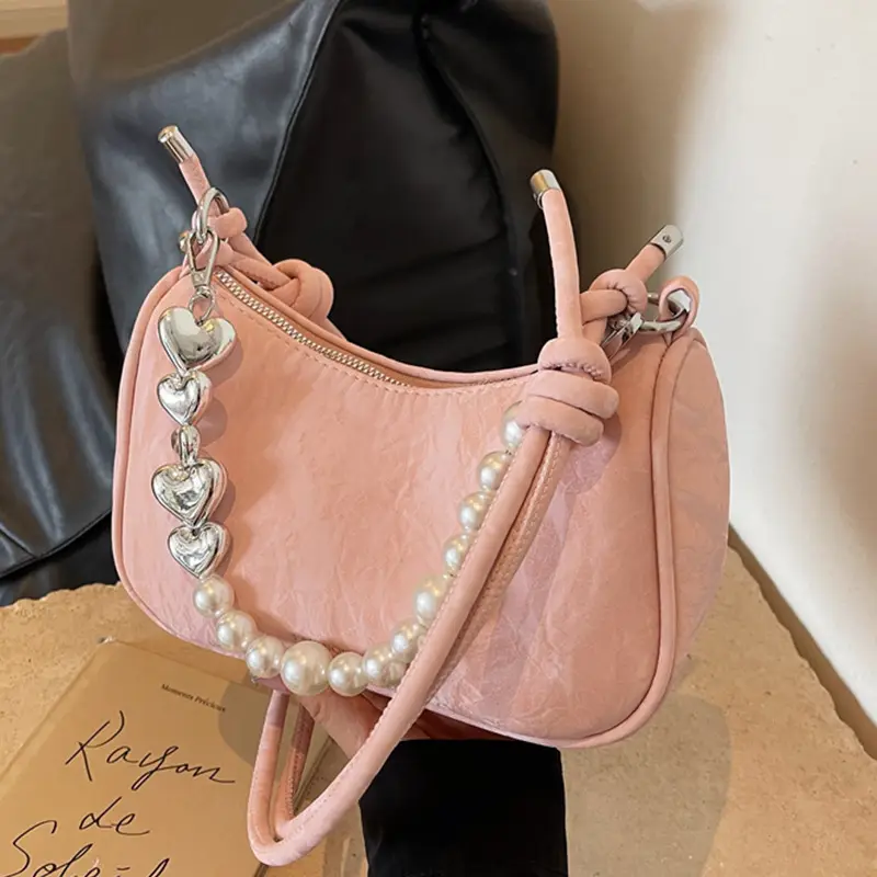 Women's Pearl Beaded Shoulder Bag Grey 2024 - Image 8