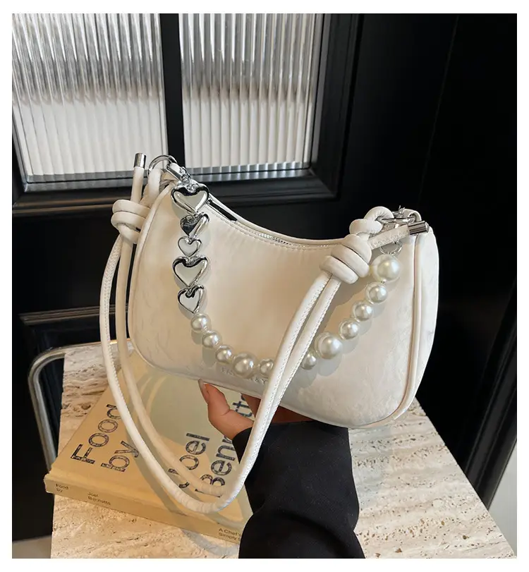 Women's Pearl Beaded Shoulder Bag Grey 2024 — feature 1