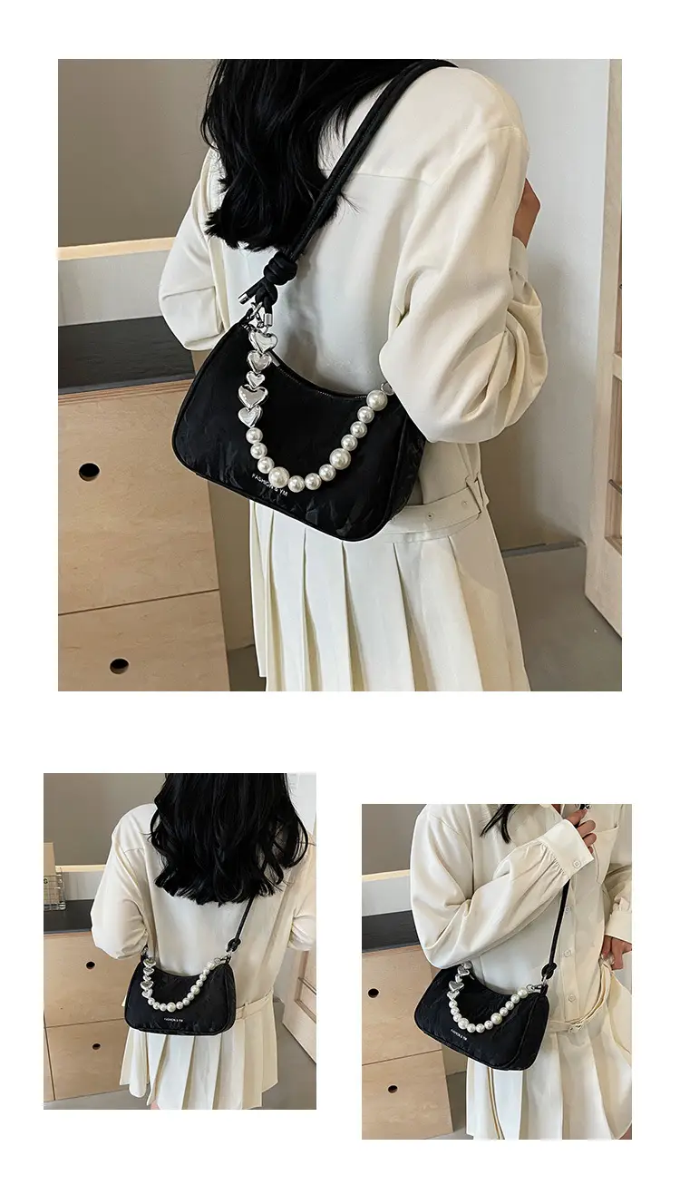 Women's Pearl Beaded Shoulder Bag Grey 2024 — feature 10