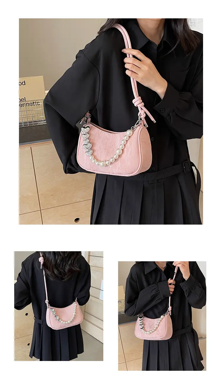 Women's Pearl Beaded Shoulder Bag Grey 2024 — feature 11