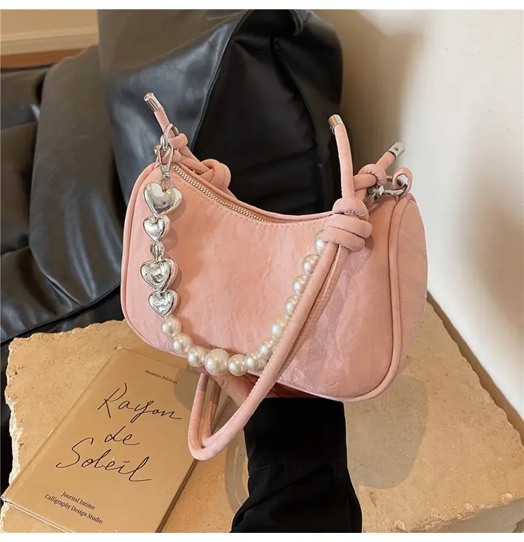 Women's Pearl Beaded Shoulder Bag Grey 2024 — feature 15